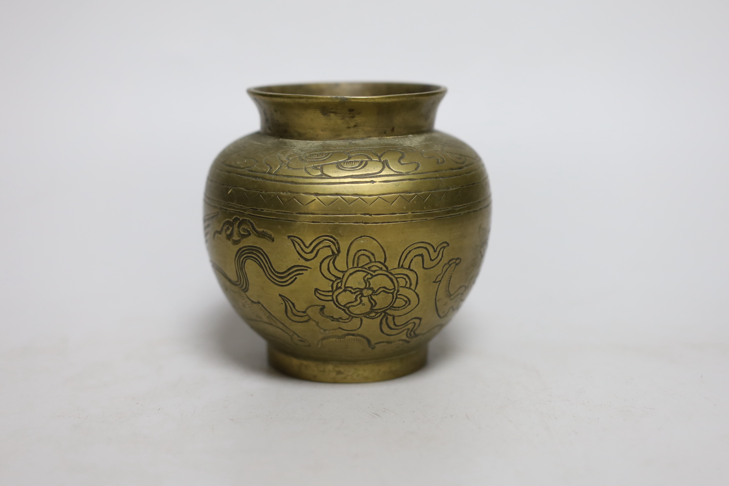 A small Chinese brass vase, 9.5cm